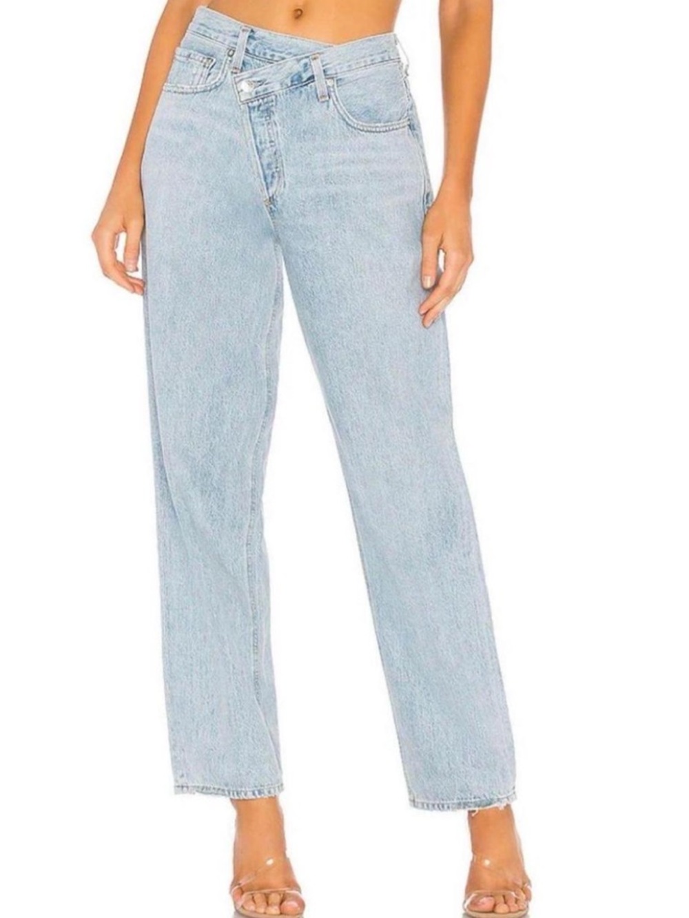 Agolde Light Blue Criss Cross Straight Jeans